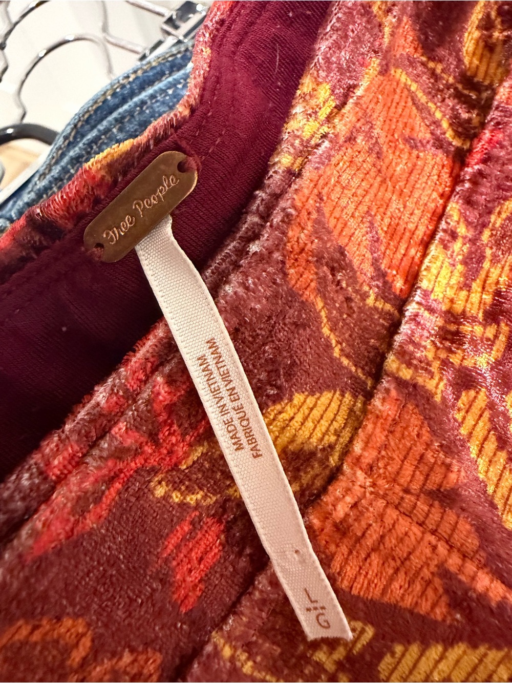 Free People Burgundy, Orange & Gold Paisley Flare Pants - Picture 4 of 4